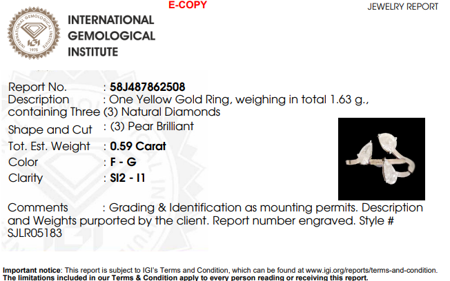 Three Stone Pear Diamond Ring