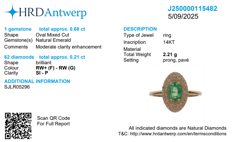 Natural Oval Emerald Halo Diamond Ring