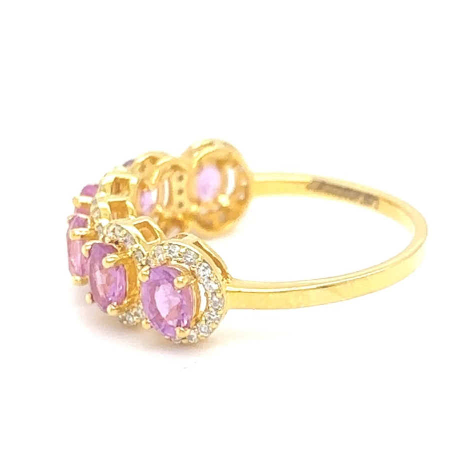 Oval Pink Sapphire Eternity Diamond Band Ring