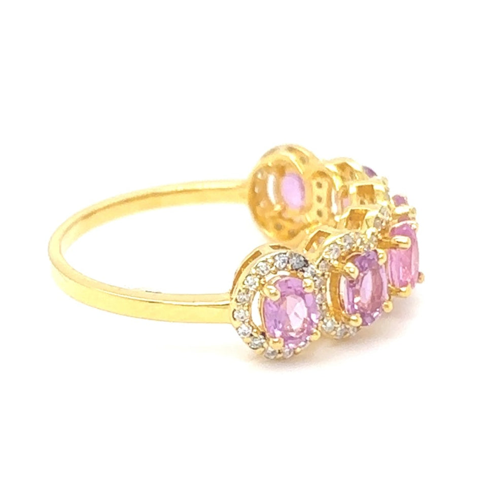 Oval Pink Sapphire Eternity Diamond Band Ring