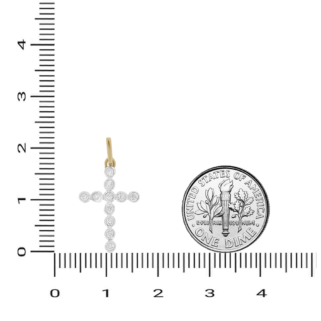 Diamond Cross Pendant, 14k Solid Gold, Natural Diamonds, Bezel Set Religious Jewelry, Everyday Minimalist Necklace With Adjustable Chain