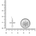 Load image into Gallery viewer, Floral Diamond Cross Pendant, 14k Solid Gold, Natural Diamonds, Petal Faith Necklace With Adjustable Chain, Everyday Minimalist Jewelry