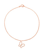 Load image into Gallery viewer, Butterfly Diamond Charm, 14k Solid Gold, Natural Diamonds, Stackable Animal Pendant, Everyday Jewelry, Open Wings Minimalist Jewelry