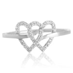 Load image into Gallery viewer, Double Heart Diamond Ring, 14k Solid Gold, Natural Diamonds, Proposal Ring, , Everyday Jewelry Gift For Her