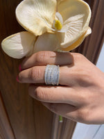 Load image into Gallery viewer, Wide Eternity Band, 14k Solid Gold, Bold Statement Cocktail Band, Natural Diamonds, Iced Out Micro Pave Ring, Two Tone Ring, Gift for her