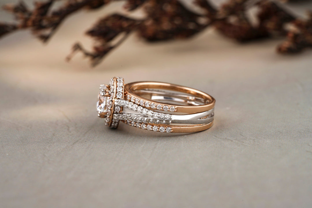 Solitaire Engagement Ring, Round Halo Ring, Moissanite Ring, Wedding Ring, Promise Ring, Art Deco Ring, Bridal ring Gift For Her