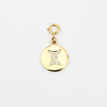 Load image into Gallery viewer, Gemini Horoscope Birth Sign Charm, 14k Solid Gold, Natural Diamonds, Zodiac Constellation Everyday Jewelry, Astrology Gift