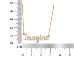 Load image into Gallery viewer, Imagine Diamond Necklace, 14k Solid Gold, Natural Diamonds, Script Word Necklace, Inspirational Jewelry, Handcrafted Minimalistic Jewelry
