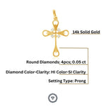 Load image into Gallery viewer, Diamond Cluster Cross Pendant, 14k Solid Gold, Natural Diamonds, Bottle Opener Necklace With Adjustable Chain, Everyday Minimalist Jewelry