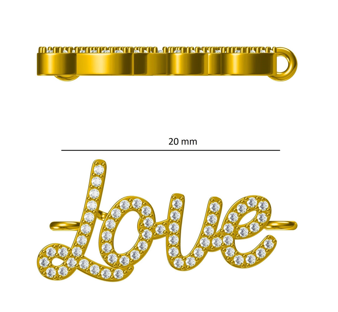 Love Chain Diamond Bracelet, 14k Solid Gold, Natural Diamonds, Inspirational Name Jewelry, Handcrafted Everyday Wear, Minimal Word Bracelet