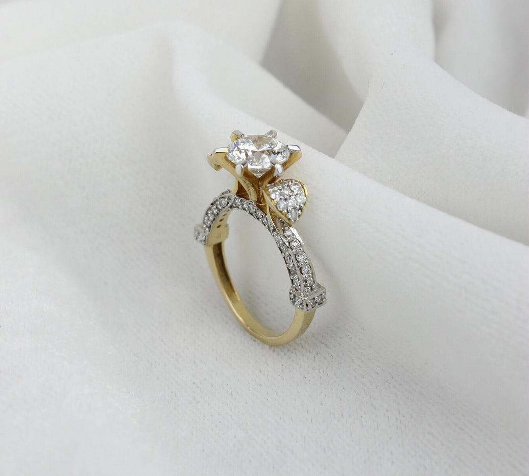 Solitaire Rose Design Diamond Ring, 14k Solid Gold Engagement Gift, Moissanite Ring, Gift For Her