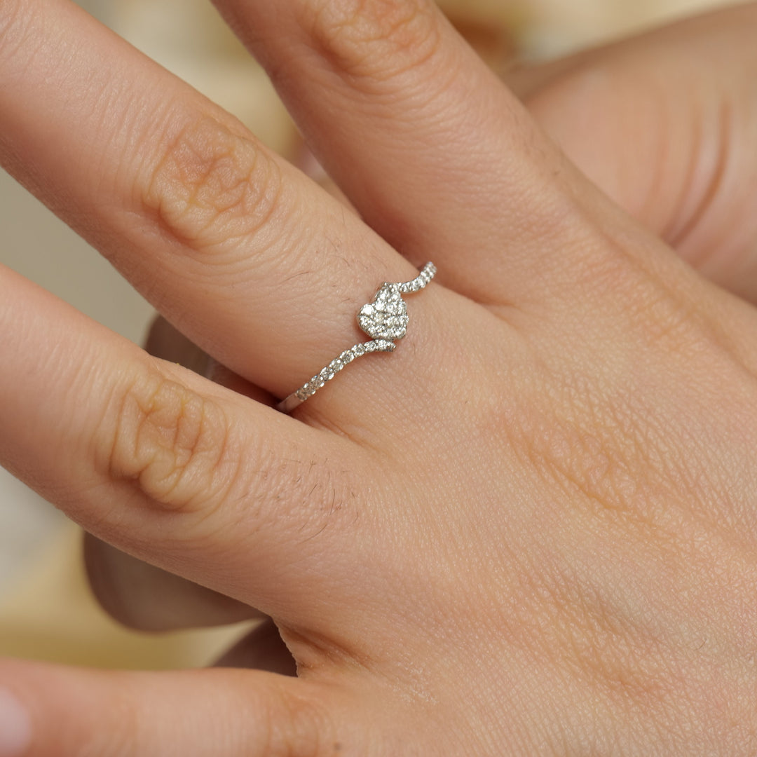 Heart Diamond Ring, 14k Solid Gold, Natural Diamonds, Proposal Ring, , Everyday Jewelry, Ready To Ship, Women's Day Gift