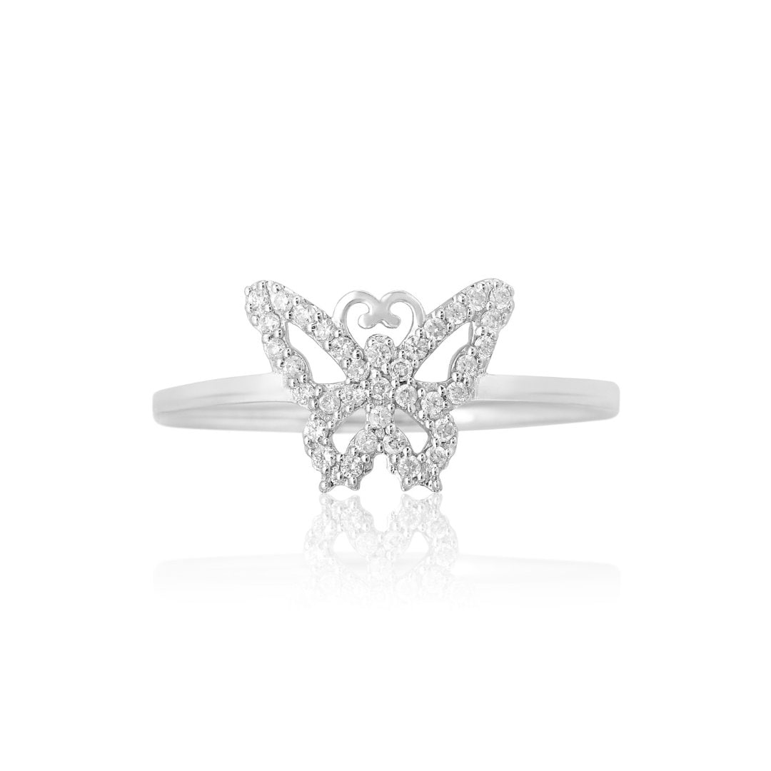 Butterfly Diamond Ring, 14k Solid Gold, Natural Diamonds, Animal Jewelry, Everyday Ring, Gift For Her