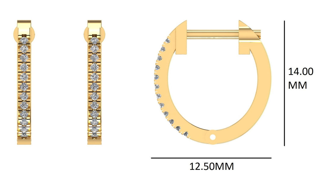 Small Diamond Plug Earrings, 14K Solid Gold, Natural Diamonds, Gift For Her