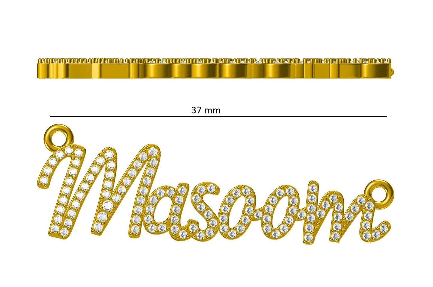 Name Letter Diamond Necklace, 14k Solid Gold, Natural Diamonds, Script Word Jewelry, Minimalistic Everyday Necklace, Stacking Jewelry