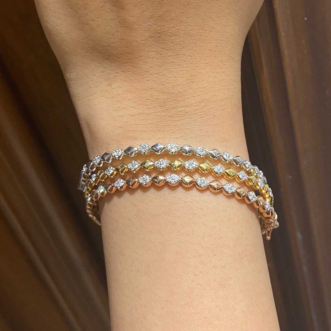 Bubble Drop design bangle bracelet, 14k Solid Gold, Natural Diamonds, Ready To Ship, Women's Day Gift