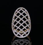 Load image into Gallery viewer, Oval Shaped Net Diamond Ring, Elongated 14k Solid Gold Ring, Natural Diamonds, Gift For Her