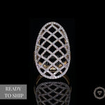 Load image into Gallery viewer, Oval Shaped Net Diamond Ring, Elongated 14k Solid Gold Ring, Natural Diamonds, Gift For Her