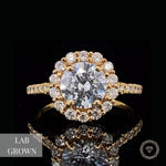 Load image into Gallery viewer, Lab Grown Diamond Engagement Ring with Halo Setting in Solid Gold, Round Solitaire Ring, Bridal Wedding Jewelry, Gift For Her