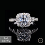 Load image into Gallery viewer, Halo square-shaped lab diamond engagement ring in solid gold, Solitaire Wedding Ring, Bridal Jewelry, Gift For Her