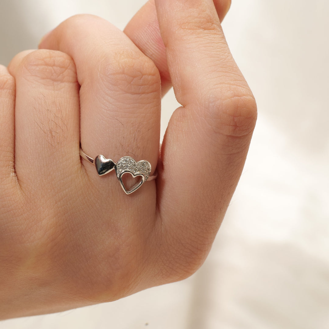 Diamond Heart Ring In 14K Solid Gold, Proposal Ring With Natural Diamonds, Ready To Ship, Women's Day Gift