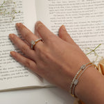 Load image into Gallery viewer, Baguette & Round Natural Diamond Cuff Bracelet: 14k Solid Gold Cluster Illusion Jewelry, IGI Certified, Ready To Ship