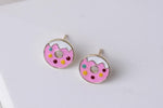 Load image into Gallery viewer, Kids Donut Diamond Stud Earrings, 14k Solid Gold With Enameling, Natural Diamonds, Kids jewelry, Gift for toddlers, girls and kids