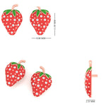 Load image into Gallery viewer, Kids Strawberry Diamond Stud Earrings, 14k Solid Gold, Natural Diamonds, Enamel Fruit Jewelry, Gift for girls, Ready To Ship, HRD Certified