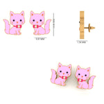 Load image into Gallery viewer, Kids Kitty Diamond Stud Earrings, 14k Solid Gold, Natural Diamonds, Enamel Animal Jewelry, Everyday Gift for toddlers/girls, Ready To Ship