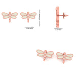 Load image into Gallery viewer, Kids Dragonfly Diamond Stud Earrings, 14k Solid Gold, Natural Diamonds, Enamel Wings Studs, Gift for girls, Ready To Ship, HRD Certified