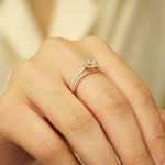 Load image into Gallery viewer, IGI Certified Lab grown Asscher Halo Engagement Ring: 14K Solid Gold Solitaire Wedding Ring