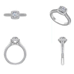 Load image into Gallery viewer, IGI Certified Lab Grown Cushion Halo Ring: 14K Solid Gold Wedding Ring