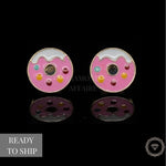 Load image into Gallery viewer, Kids Donut Diamond Stud Earrings, 14k Solid Gold With Enameling, Natural Diamonds, Kids jewelry, Gift for toddlers, girls and kids