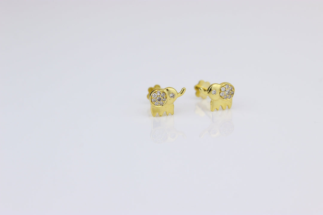 Kids Elephant Diamond Stud Earrings, 14k Solid Gold, Natural Diamonds, Kids jewelry, Gift for toddlers, girls and kids