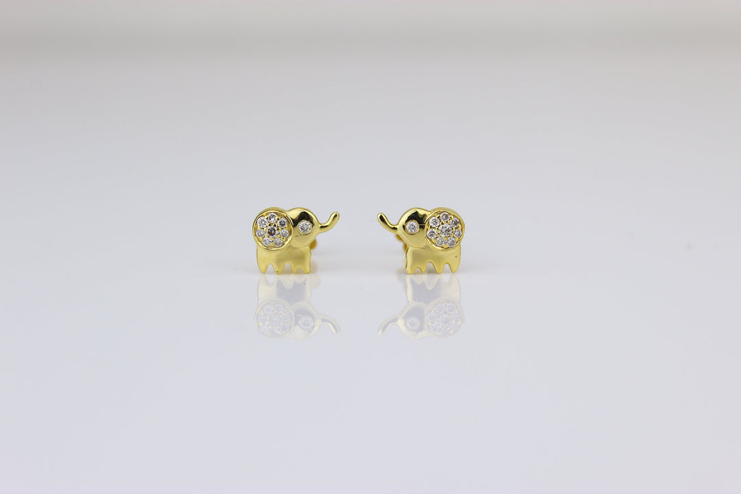 Kids Elephant Diamond Stud Earrings, 14k Solid Gold, Natural Diamonds, Kids jewelry, Gift for toddlers, girls and kids