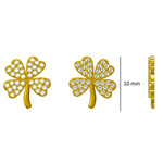 Load image into Gallery viewer, Kids Leaf Clover Diamond Stud Earrings, 14k Solid Gold, Natural Diamonds, Two Toned Studs, Gift for girls, Ready To Ship, HRD Certified