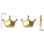 Load image into Gallery viewer, Kids Crown Diamond Stud Earrings, 14k Solid Gold, Natural Diamonds, Princess Jewelry, Gift for toddlers/girls/kids, Ready To Ship