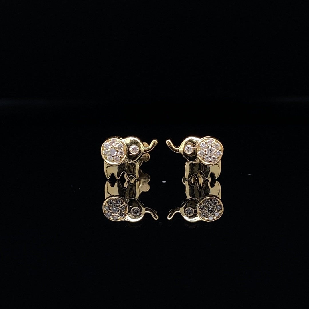 Kids Elephant Diamond Stud Earrings, 14k Solid Gold, Natural Diamonds, Kids jewelry, Gift for toddlers, girls and kids