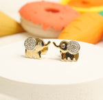 Load image into Gallery viewer, Kids Elephant Diamond Stud Earrings, 14k Solid Gold, Natural Diamonds, Kids jewelry, Gift for toddlers, girls and kids