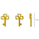 Load image into Gallery viewer, Kids Key Diamond Stud Earrings, 14k Solid Gold, Natural Diamonds, Kids Jewelry, Gift for toddlers/girls/kids, Ready To Ship