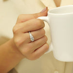 Load image into Gallery viewer, IGI Certified 1ct Lab-grown Diamond Engagement Ring in 14k Solid Gold: 3 Stone Princess Cut Wedding Ring