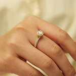 Load image into Gallery viewer, IGI Certified Lab grown Halo Solitaire Engagement Ring: 14K Solid Gold Diamond Wedding Ring