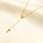 Load image into Gallery viewer, Personalized Initial Heart Diamond Lariat Necklace, 14k Solid Gold, Natural Diamonds, Custom Name Jewelry, Minimalist Letter Drop Chain