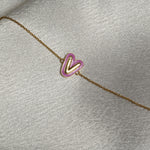 Load image into Gallery viewer, Personalized Initial Enamel Bracelet, 14k Solid Gold Chain Bracelet, Natural Diamonds, Stacking Custom Jewelry, Minimalist Gift For Her