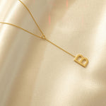 Load image into Gallery viewer, Personalized Initial Lariat Necklace, 14k Solid Gold Diamond Letter, Natural Diamonds, Custom Name Initial Jewelry, Minimalist