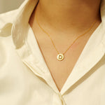 Load image into Gallery viewer, Personalized Initial Medallion Necklace, 14k Solid Gold Diamond Letter, Natural Diamonds, Custom Jewelry, Minimalist Gift For Her