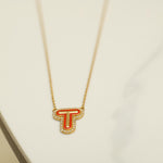 Load image into Gallery viewer, Personalized Initial Halo Diamond Enamel Necklace, 14k Solid Gold, Natural Diamonds, Minimalist Custom Jewelry, Everyday Layering Jewelry