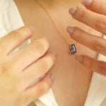 Load image into Gallery viewer, Personalized Initial Enamel Pendant Necklace, 14k Solid Gold, Natural Diamonds, Bubble Minimalist Letter, Custom Everyday Jewelry