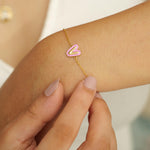 Load image into Gallery viewer, Personalized Initial Enamel Bracelet, 14k Solid Gold Chain Bracelet, Natural Diamonds, Stacking Custom Jewelry, Minimalist Gift For Her