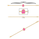 Load image into Gallery viewer, Personalized Initial Halo Diamond Enamel Bracelet, 14k Solid Gold Chain, Natural Diamonds, Stacking Custom Jewelry, Minimalist Gift For Her